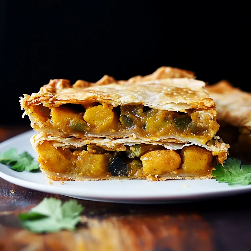 A slice of pie on a white plate.
