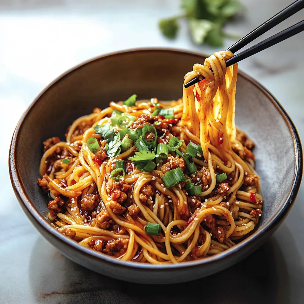 A bowl of noodles with meat and vegetables.