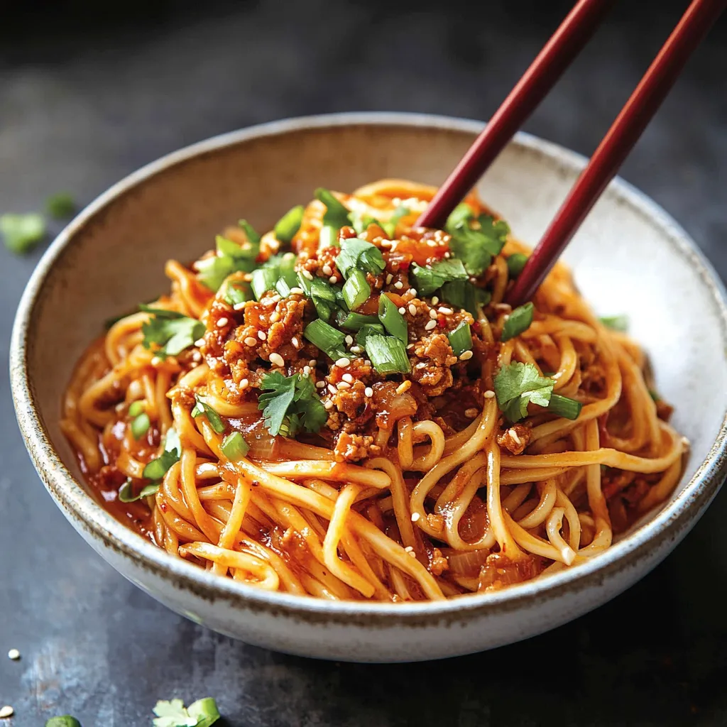 A bowl of noodles with meat and vegetables.