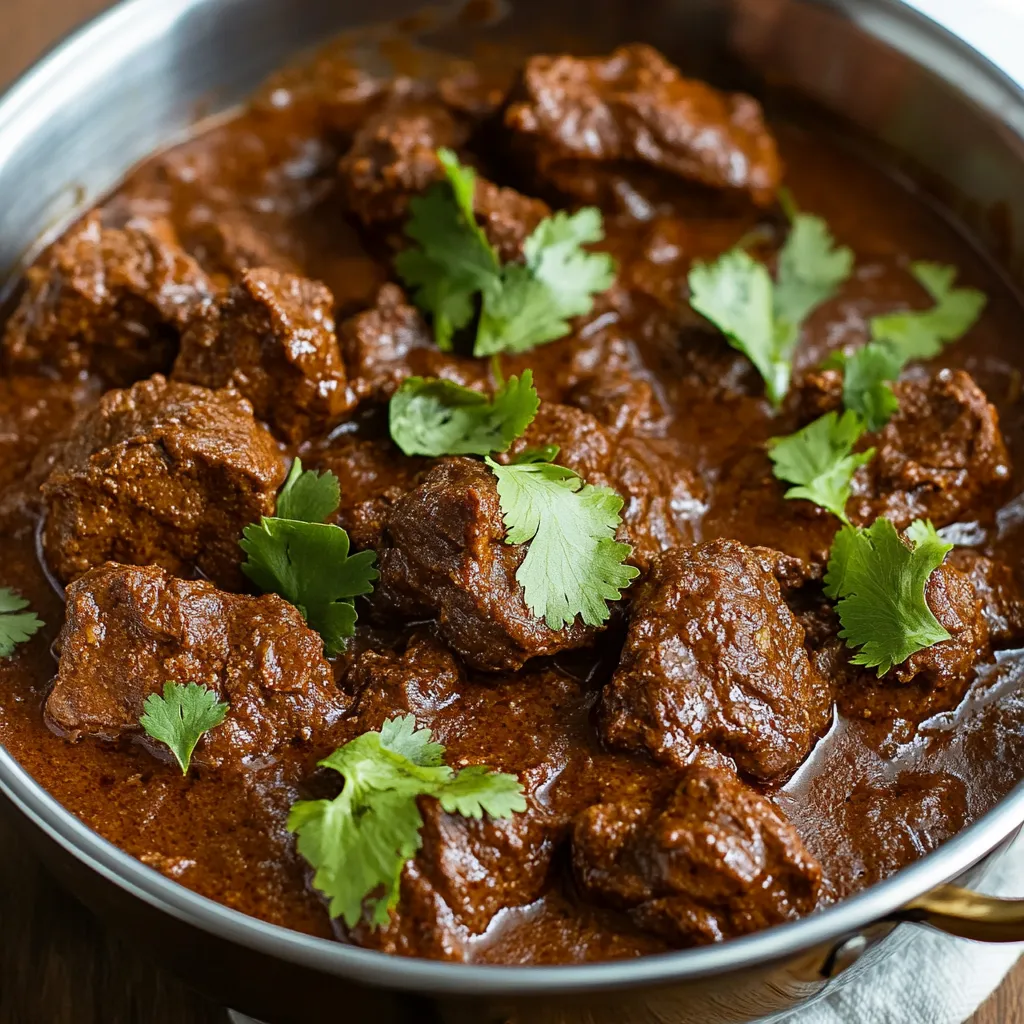A bowl of meat with green leaves on top.