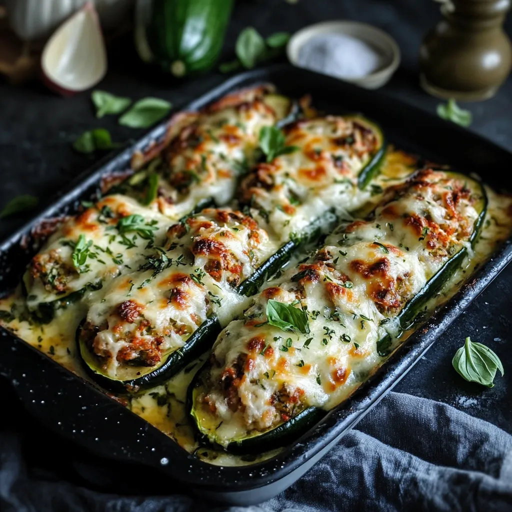 A pan of food with zucchini and cheese.