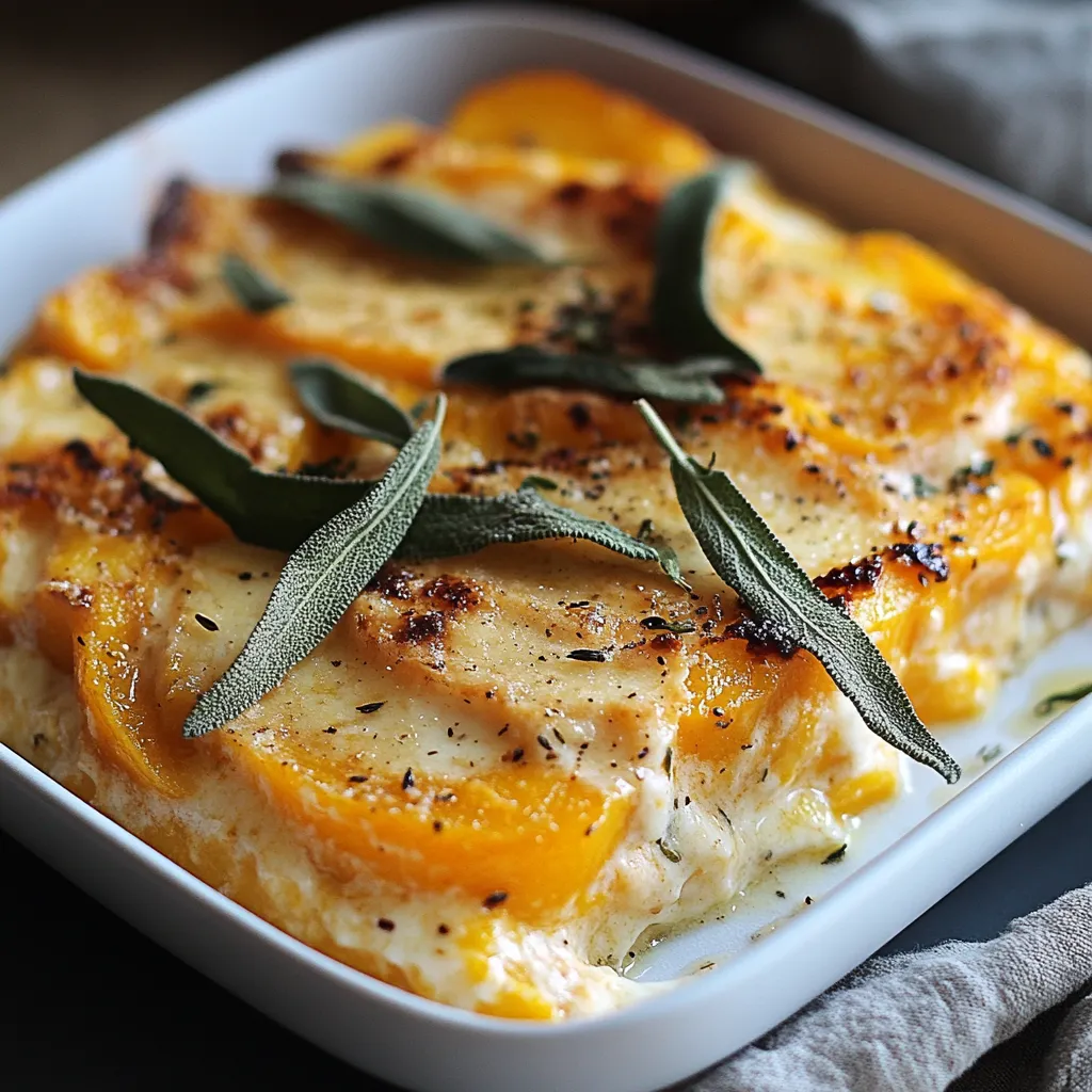 A white bowl with a casserole in it.