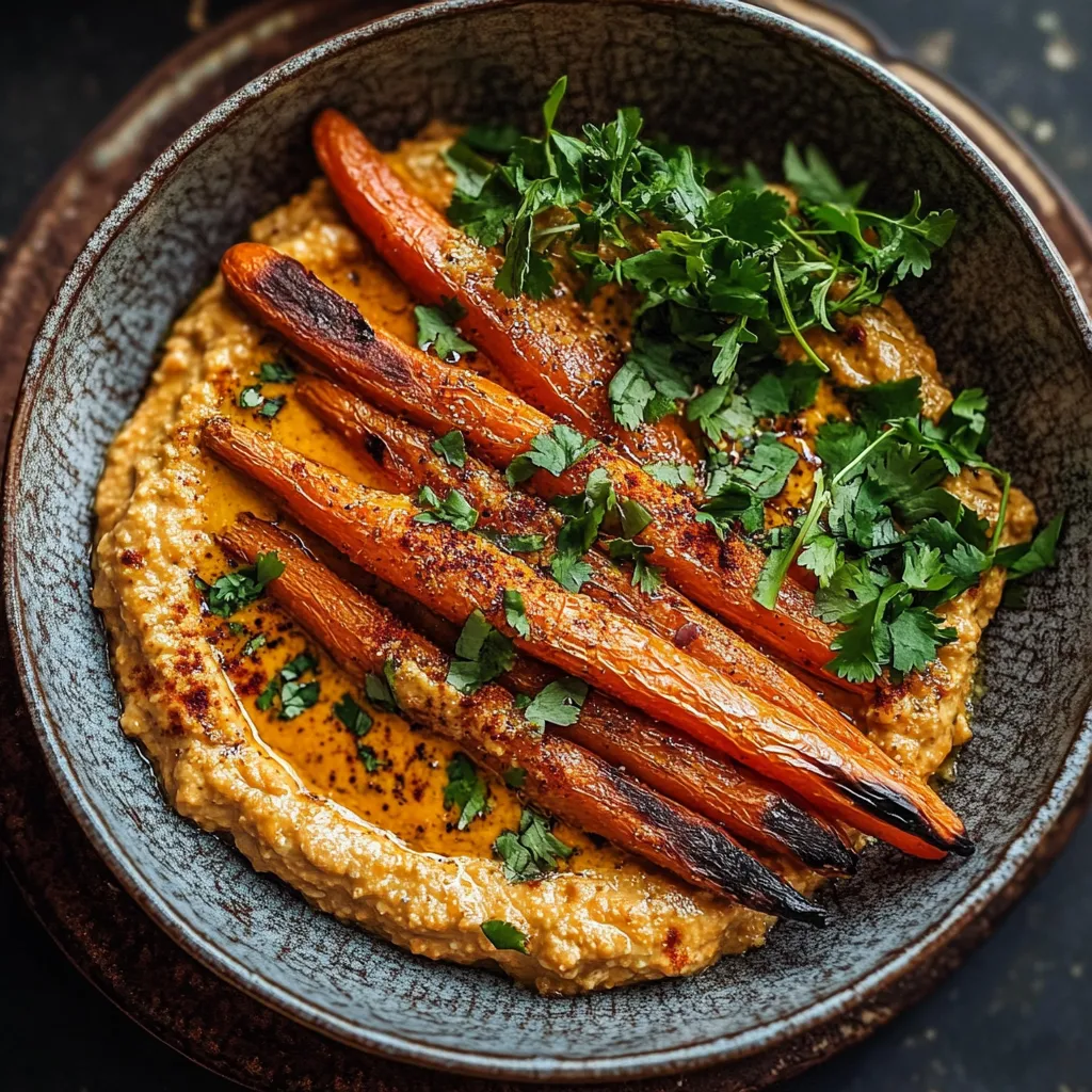 A bowl of food with carrots and parsley.