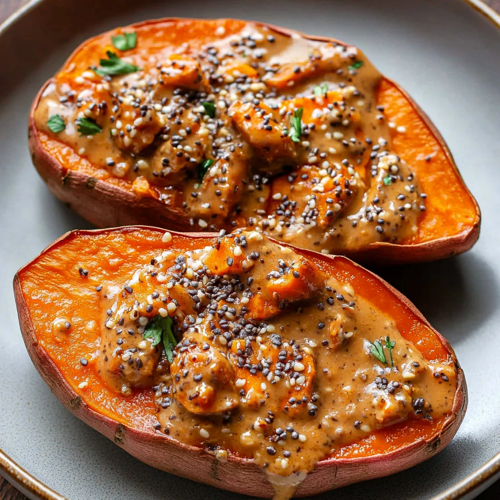 Two slices of sweet potato with a brown sauce.