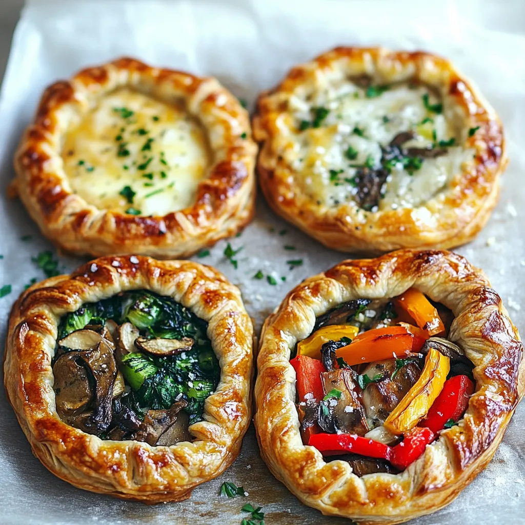Three different flavored quiches on a tray.