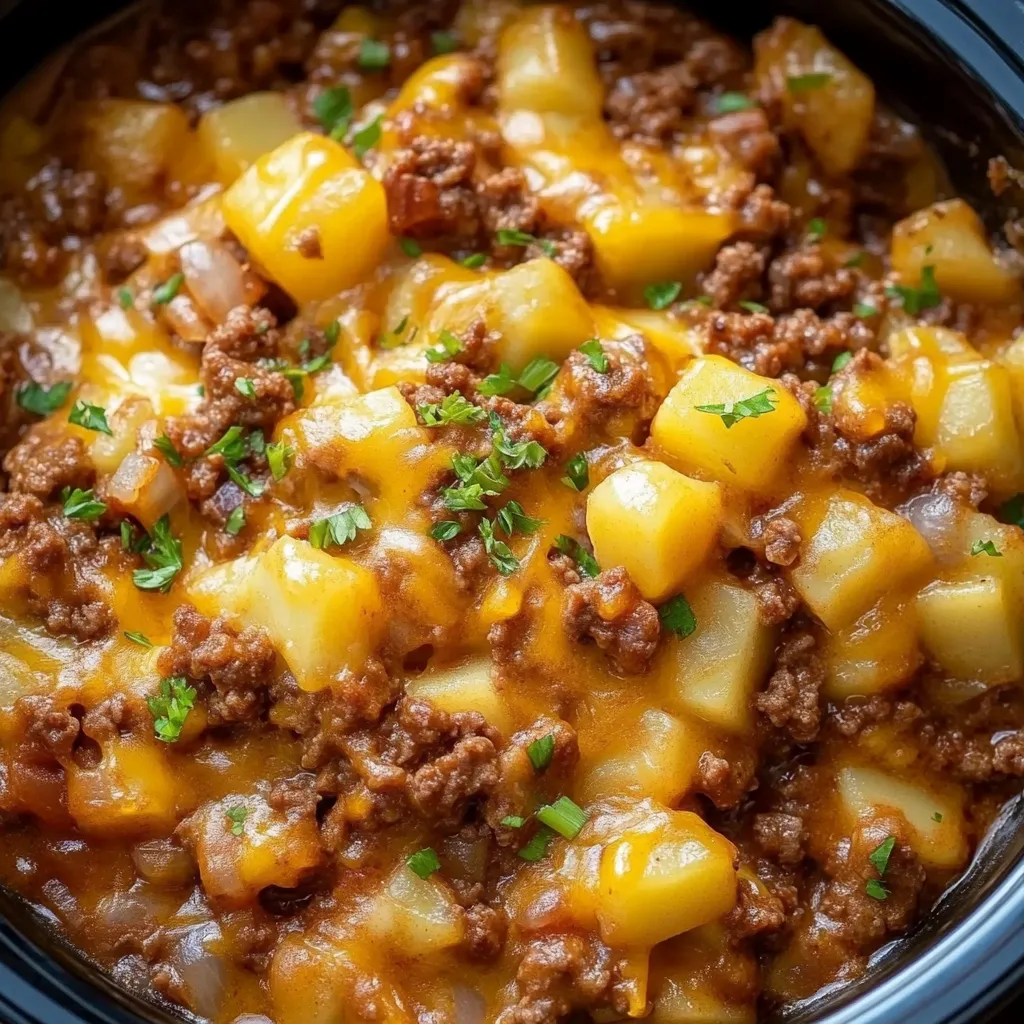 A bowl of food with meat and potatoes.