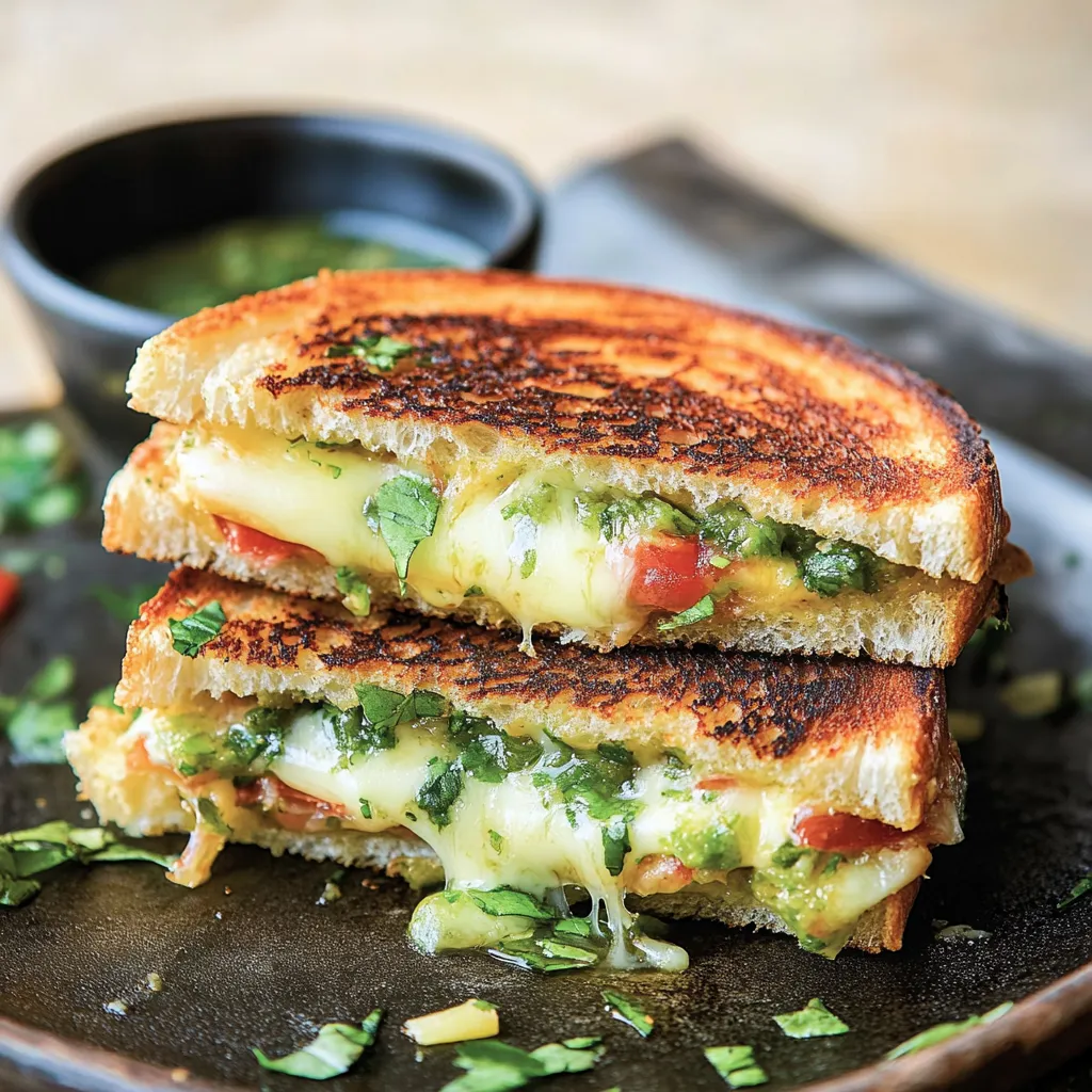 A sandwich with cheese and tomatoes.