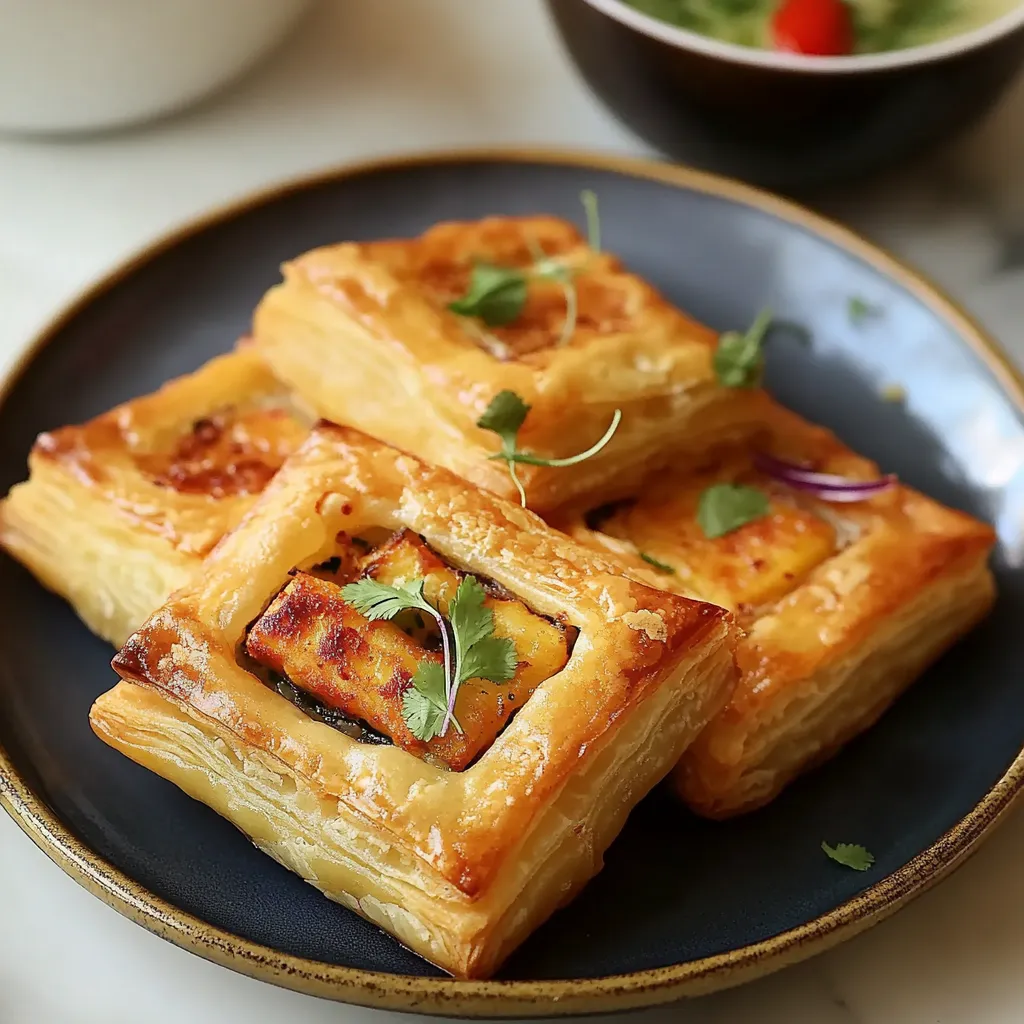 A plate of food with a green garnish.