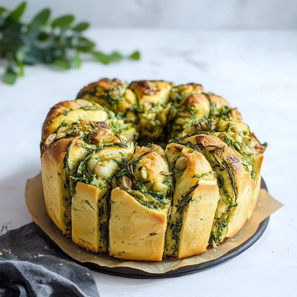 A loaf of bread with green stuff on it.