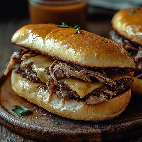 Two sandwiches on a wooden table.
